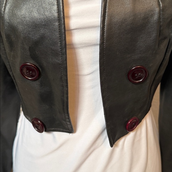 Countess Imperial 1970s Vintage Cropped Open Leather Moto Jacket Size XS - Picture 3 of 7